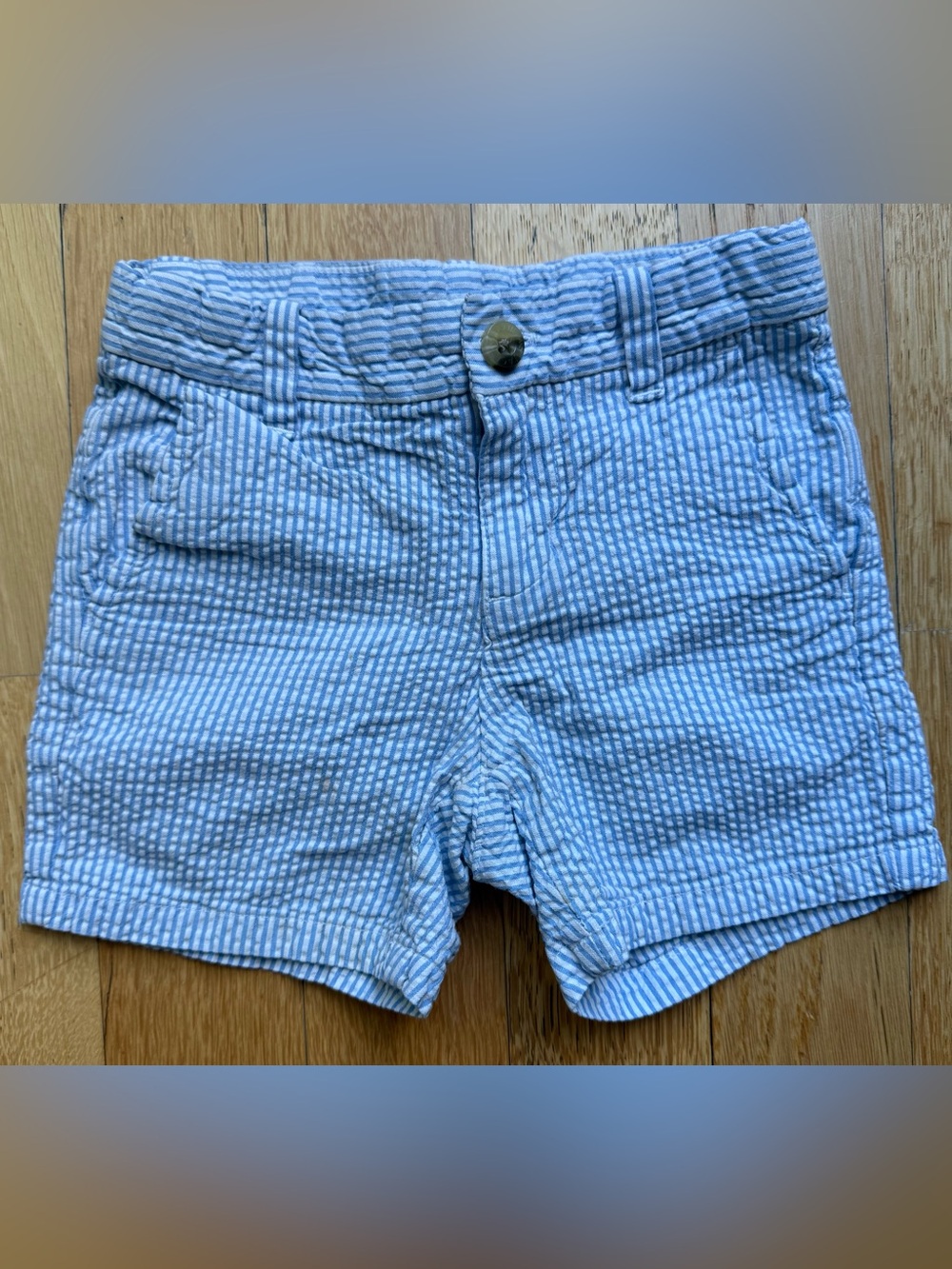 Janie and Jack Blue and White Seersucker Boys Shorts 2T
